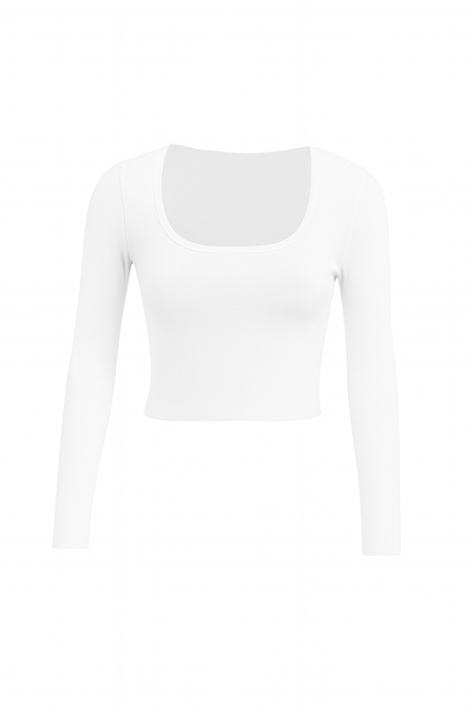 CROP TOP DE MANGA LARGA BLANCA