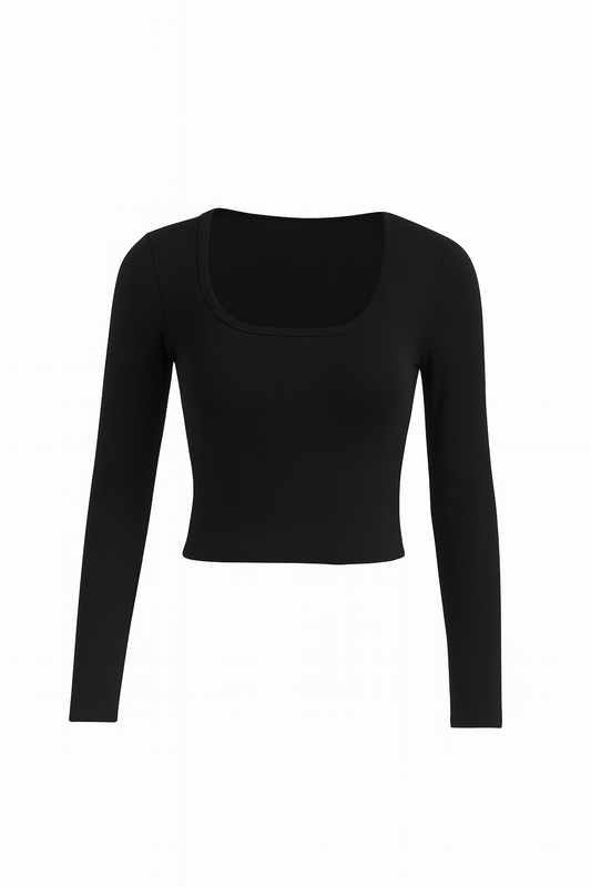 CROP TOP DE MANGA LARGA NEGRA