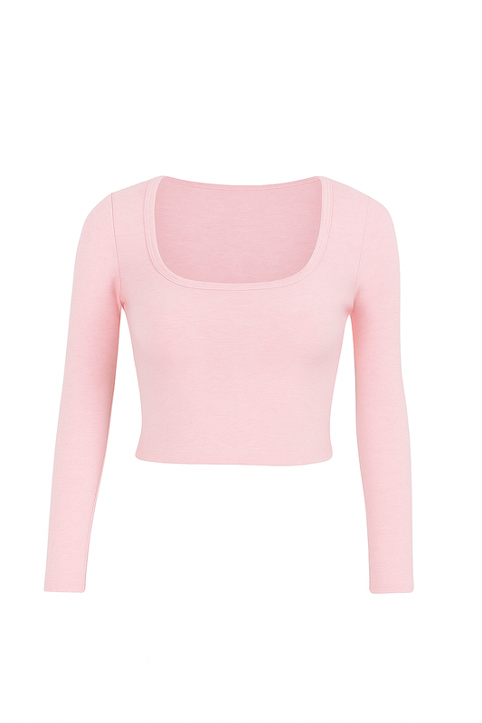 CROP TOP DE MANGA LARGA ROSA
