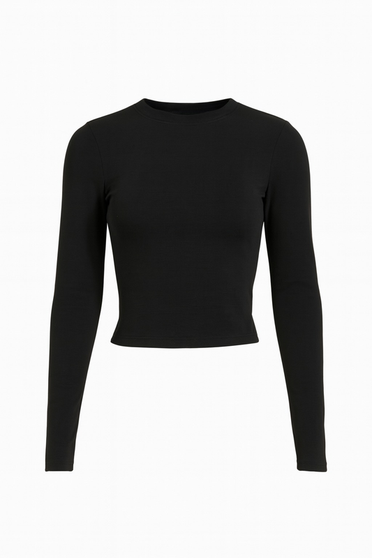 TOP BASICO MANGA LARGA NEGRO
