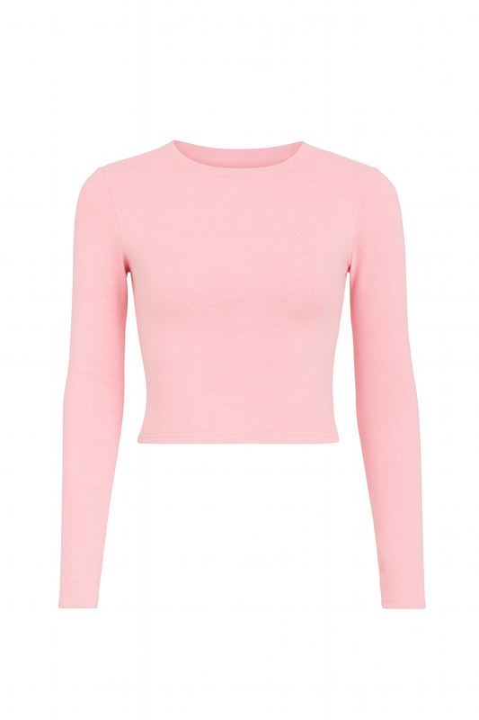 TOP BASICO MANGA LARGA ROSA